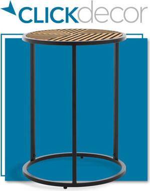 Click Décor ClickDecor Wilson Modern Round Side End Table, Diagonal-Pattern Table Top, Living Room Accent Furniture, Carbon Black