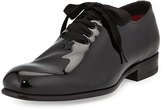 Thumbnail for your product : Tom Ford Charles Patent Lace-Bow Shoes, Black