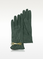 Thumbnail for your product : Moschino Perforated Green Nappa Leather Gloves