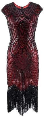 Ez-sofei Women's Vintage Sequined Embellished Tassels Gatsby Flapper Cocktail Dresses (M, )