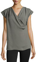 Thumbnail for your product : Lafayette 148 New York Silk Drape-Front Tee, Shale