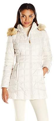 Jones New York Women's Polyfill Mid Length Coat With Sherpa Lined Hood