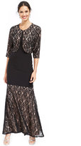 Thumbnail for your product : Sangria Lace Banded Mermaid Gown and Jacket
