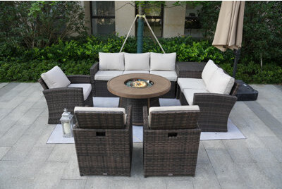 Lark Manor Areefa Wicker/Rattan 8 - Person Seating Group With Cushions