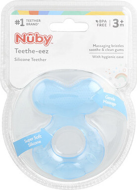 Nuby Nuby, Teethe-eez, Silicone Teether, 3+ Months, Blue, 1 Count