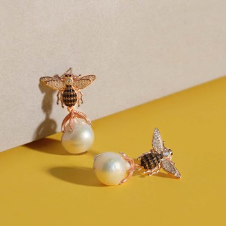 Latelita Baroque Pearl Honey Bee Drop Earring Rosegold