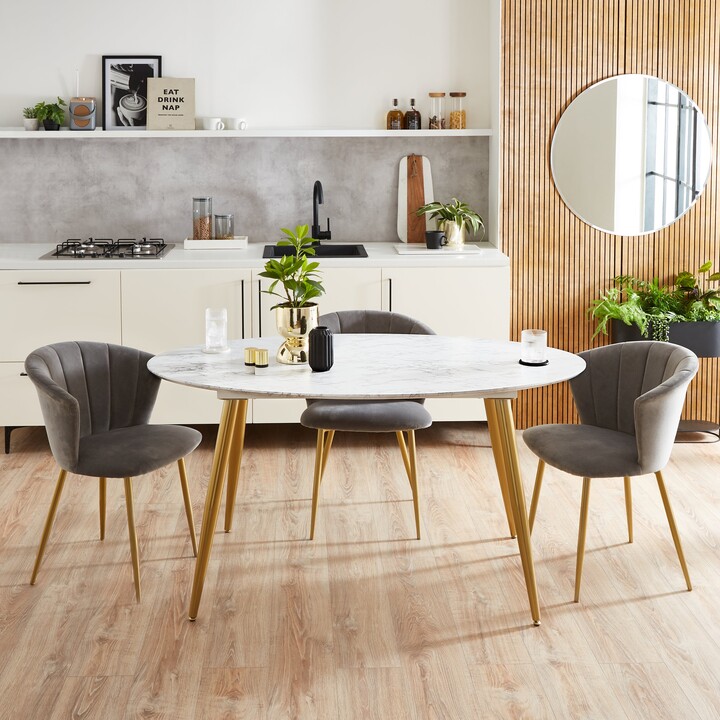 Dunelm Kendall 6 Seater Oval Dining Table, Marble Effect White ShopStyle