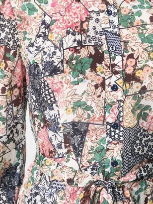 Saloni Patchwork Floral-Print Silk Dress