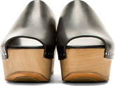 Thumbnail for your product : Rick Owens Black Leather & Wood Platform Clog