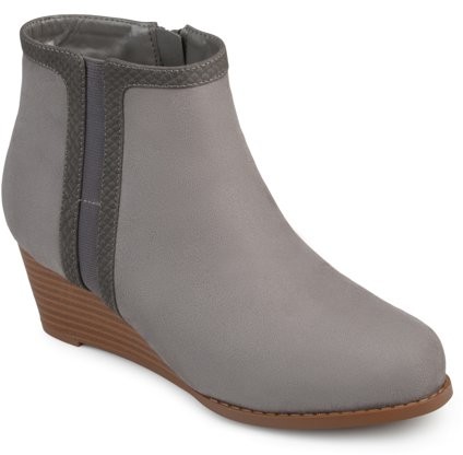 gray suede wedge booties