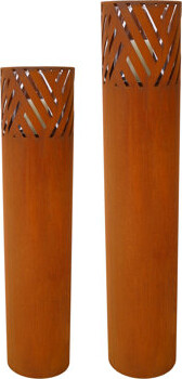 Trent Austin Design Rust Industrial Outdoor Lantern Column Set of 2 Decorative Garden Accent with Candles Indoor Outdoor Steel Lantern Pillars (37.5\