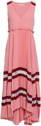 maje bimaterial midi dress