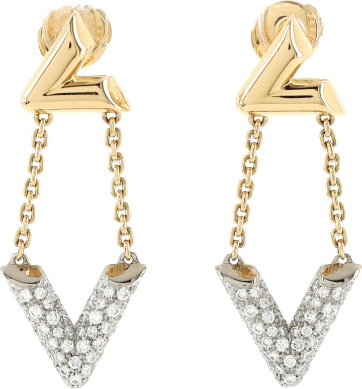 Louis Vuitton Gold Tone Essential V Stud Earrings - ShopStyle