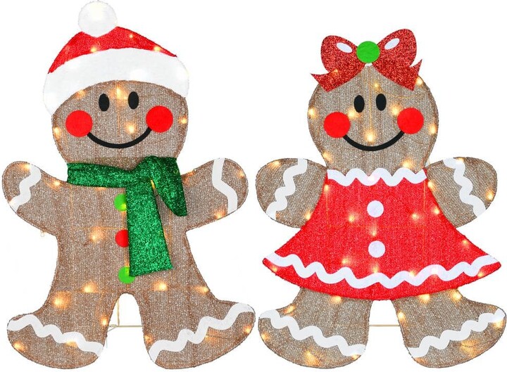 National Tree Company 35 in. Pre-Lit Gingerbread Cookie Couple