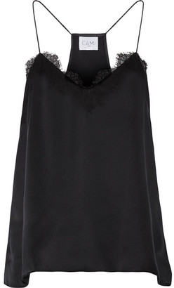 CAMI NYC Lace-trimmed Silk-charmeuse Camisole - Black