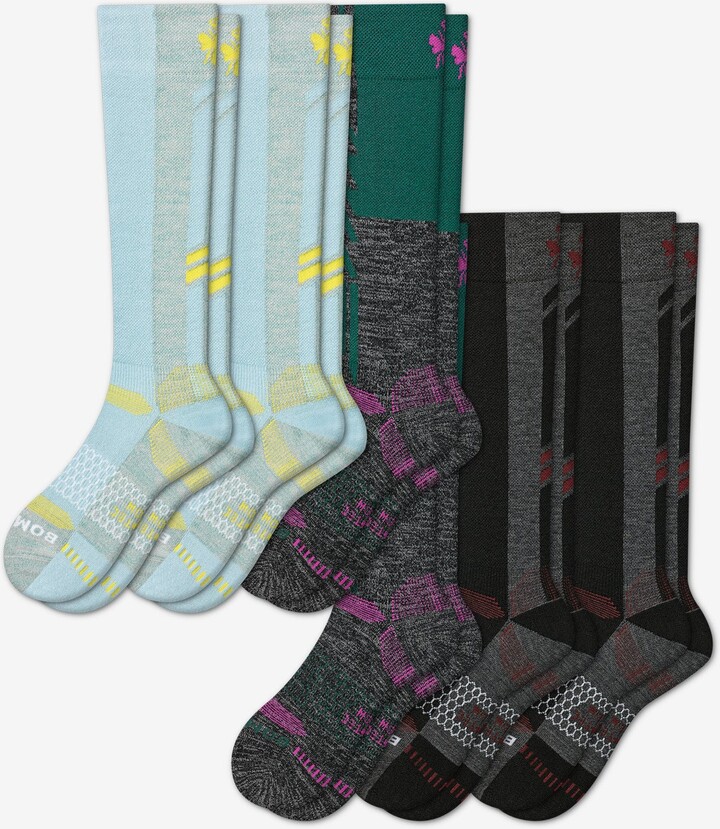 Bombas Women's Midweight Merino Wool Ski & Snowboard Sock 6Pack Pine