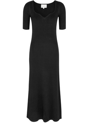LOULOU STUDIO Chetlat Black Ribbed Silk-blend Midi Dress