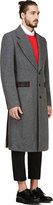 Thumbnail for your product : Comme des Garcons Homme Plus Grey Wool Tartan-Trimmed Greatcoat