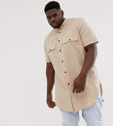 Thumbnail for your product : ASOS Design DESIGN Plus regular fit shirt in sand in super longline