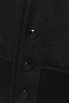 Thumbnail for your product : Saint Laurent Teddy Leather-trimmed Wool-blend Bomber Jacket - Black