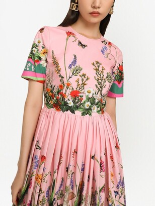 Dolce & Gabbana Floral-Print Short-Sleeve Midi Dress