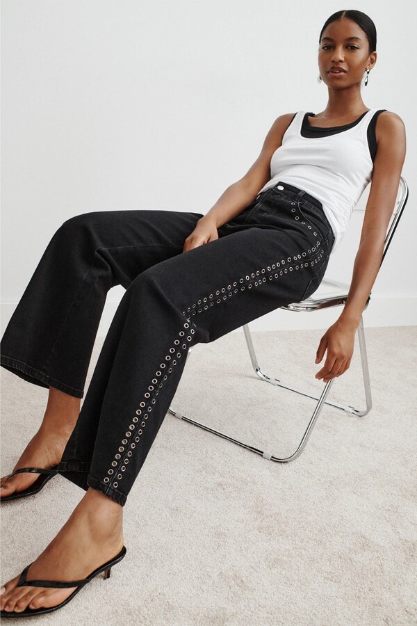 ROLLA'S Sailor Scoop Eyelet Jeans Black