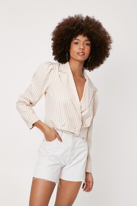 blazer with puff shoulders