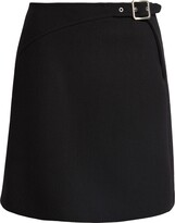 Curve Seam Belted Wool Skirt 