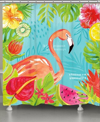 Laural Home Tutti Fruity Flamingo Shower Curtain
