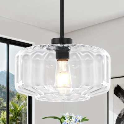 George Oliver 1 - Light Dimmable Single Pendant Light With Clear Glass Shade For Kitchen Island Dining Room Bedroom Hallway