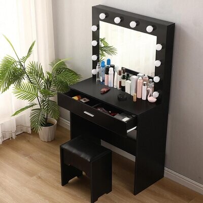 Vanity With Mirror And Stool The, Vanity Set With Lighted Mirror And Bench