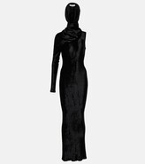 Hooded asymmetric gown 