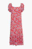 Thumbnail for your product : By Ti Mo Gathered Floral-print Crepe De Chine Midi Dress