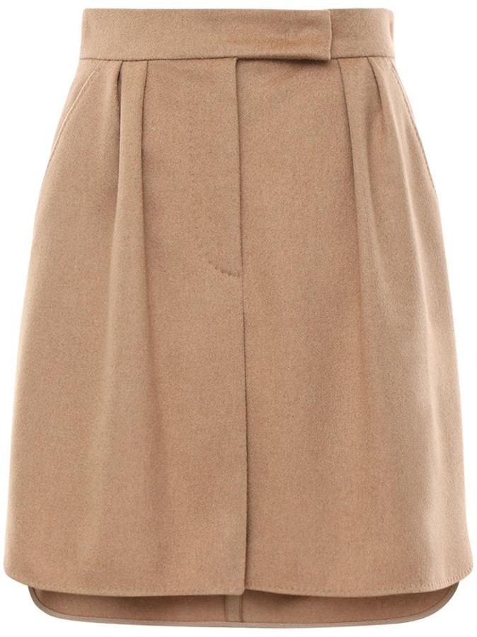 Womens Clothing Skirts Mini skirts Max Mara Triptone Pleated Leather Miniskirt in Brown 