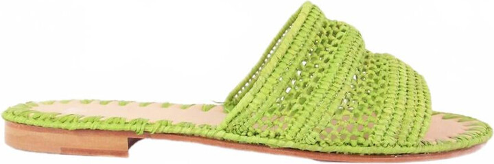 Melocotton Women's Raffia Flat Sandal In Green