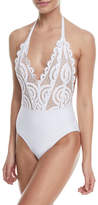 Thumbnail for your product : Pilyq Lace Halter One-Piece Swimsuit