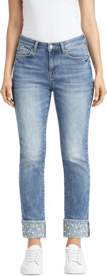 COCO + CARMEN Omg Boyfriend Capri With Studded Bottom In Blue