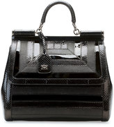 Thumbnail for your product : Dolce & Gabbana Miss Sicily Snake & Lizard Satchel Bag, Black