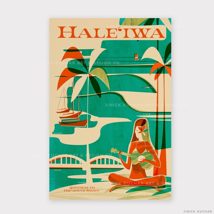 Etsy Haleiwa Wahine - Hawaii Travel Print