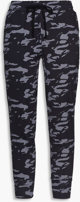 Monrow Cropped camouflage-print stretch track pants