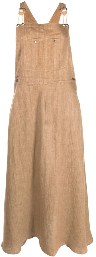 flared dungaree dress