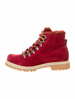 Montelliana Suede Lace-Up Boots Red - ShopStyle