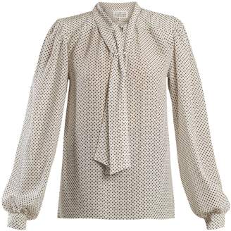 Maison Margiela Polka dot-print padded-shoulder silk blouse