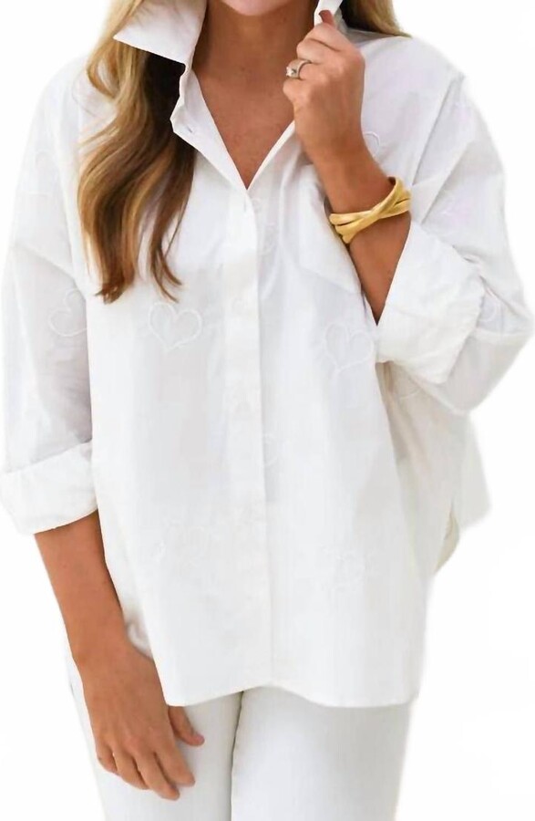 Caryn Lawn Abby Heart One Size Top In White