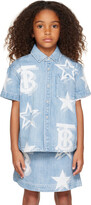 Thumbnail for your product : Burberry Kids Blue Star & Monogram Motif Denim Shirt