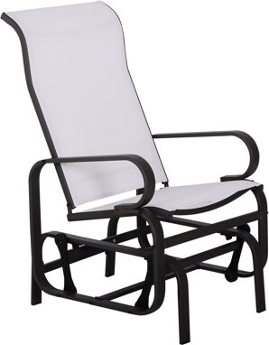 Latitude Run Beige Glider Chair For Outside Patio By - Quick-Drying Fabric Stable Rocking Spacious Seat Outdoor In Beige Breathable Mesh Construction Comforta