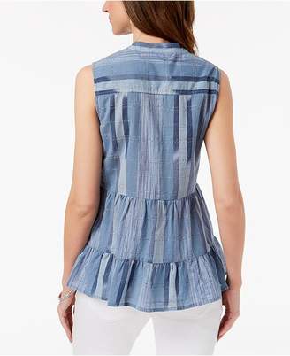Style&Co. Style & Co Printed Lace-Up Top, Created for Macy's