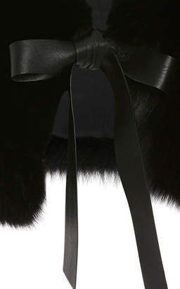 Elie Saab Leather And Fox Fur Stole