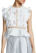 Thumbnail for your product : Zimmermann Winsome Cotton Lace Inset Ruffle Blouse