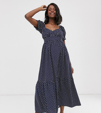 Wild Honey Maternity maxi dress with full skirt in spot print